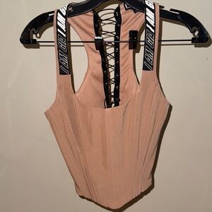 I.AM.GIA Tan Corset Top Lace Up Back Bustier Y2K XS